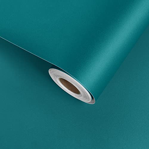 Teal Green Contact Paper for Cabinets Self Adhesive Green Wallpaper Vintage Kitchen Countertop Peel and Stick Wallpaper for Bathroom Bedroom Wall Desk Shelf Liner Vinyl Roll 15.75 x 80 in