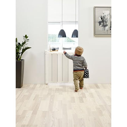 BabyDan - Guard Me Auto Retractable Stair Gate, 55-89 cm width, One-Hand Operation Safety Gate, Child and Pet Gate, White, Made in Denmark