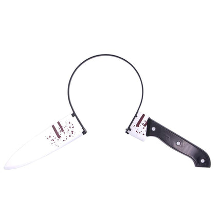 Rotumaty Halloween Scary Costume Accessories Bloody Headband (Bloody Knife/Syringe/Scissors) Funny Headwear Through Head Toys (Knife)