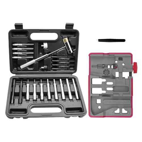 Armorers Bench Block Non-Slip Universal Gun Block & Professional Pin Punches, Punch Tool, Roll Pin Punch Set Punch Set with Organizer Storage Box - Complete Mechanical Repair Tool Kit