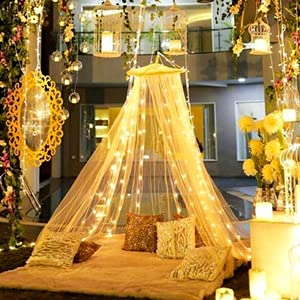 Christmas Curtain Lights 3m x 3m 300 LED, Curtain Fairy Lights Indoor/Outdoor, 8 Modes Remote Window Lights Adjustable Brightness, Curtain Light Warm White for Bedroom, Garden,Party,Christmas