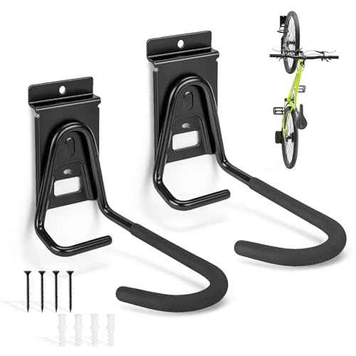 Slatwall Bike Hooks, Heavy Duty Bicycle Hangr with PVC Coating, Wall Mount Vertical Bicycle Storage Rack - 2 Pack