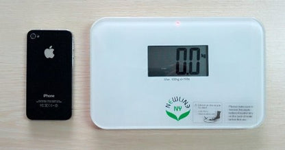 NewlineNY Step On Super Mini Smallest Travel Bathroom Scale with Protection Sleeve: NY-SMS-S001-BG + SBB0638SM-WH Off White