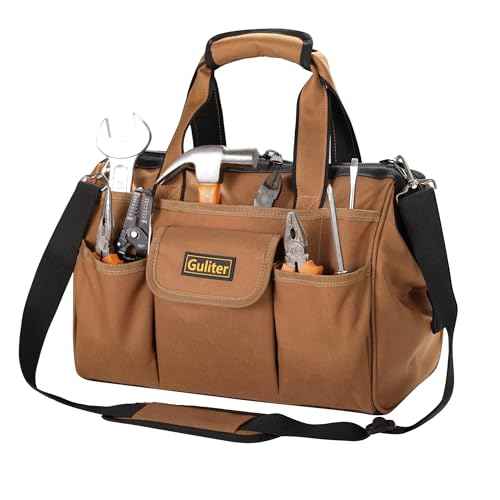 14 Inch Heavy Duty Tool Bag,22-Pocket Wide Mouth Soft Tool Box Organizer,Detachable Tool Belt Pouch with Adjustable Shoulder Strap and Waist Belt,Multifunction Carrying Toolbag for Men/Women