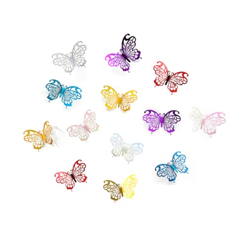 72 Pack Multicolor 3D Butterfly Wall Decor Wall Art Colorful Butterfly Stickers for Party Decorations, Bedroom Decor, Cake Decorations (72pcs)