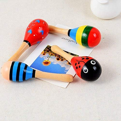Islmlisa Mini Wooden Maracas Rattles Egg Shaker Kids Musical Party Favor Kid Baby Shaker Sand Hammer Toy (Random Color Pattern)