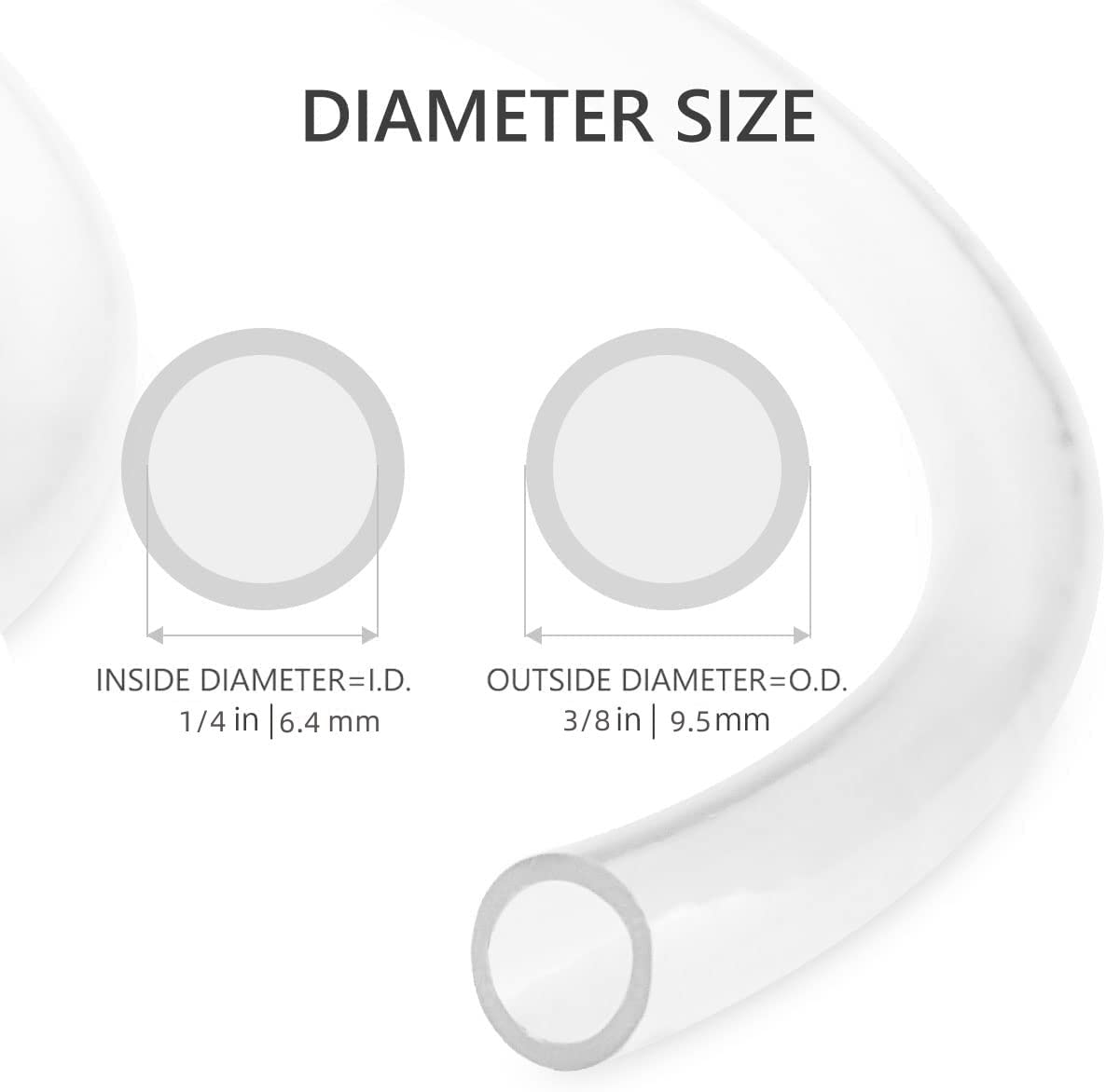 Eastrans 10ft x 1/4" ID Clear Vinyl Tubing, Flexible Hybrid PVC Tubing Hose, Lightweight Plastic Tube UV Chemical Resistant Vinyl Hose, BPA Free and Non Toxic