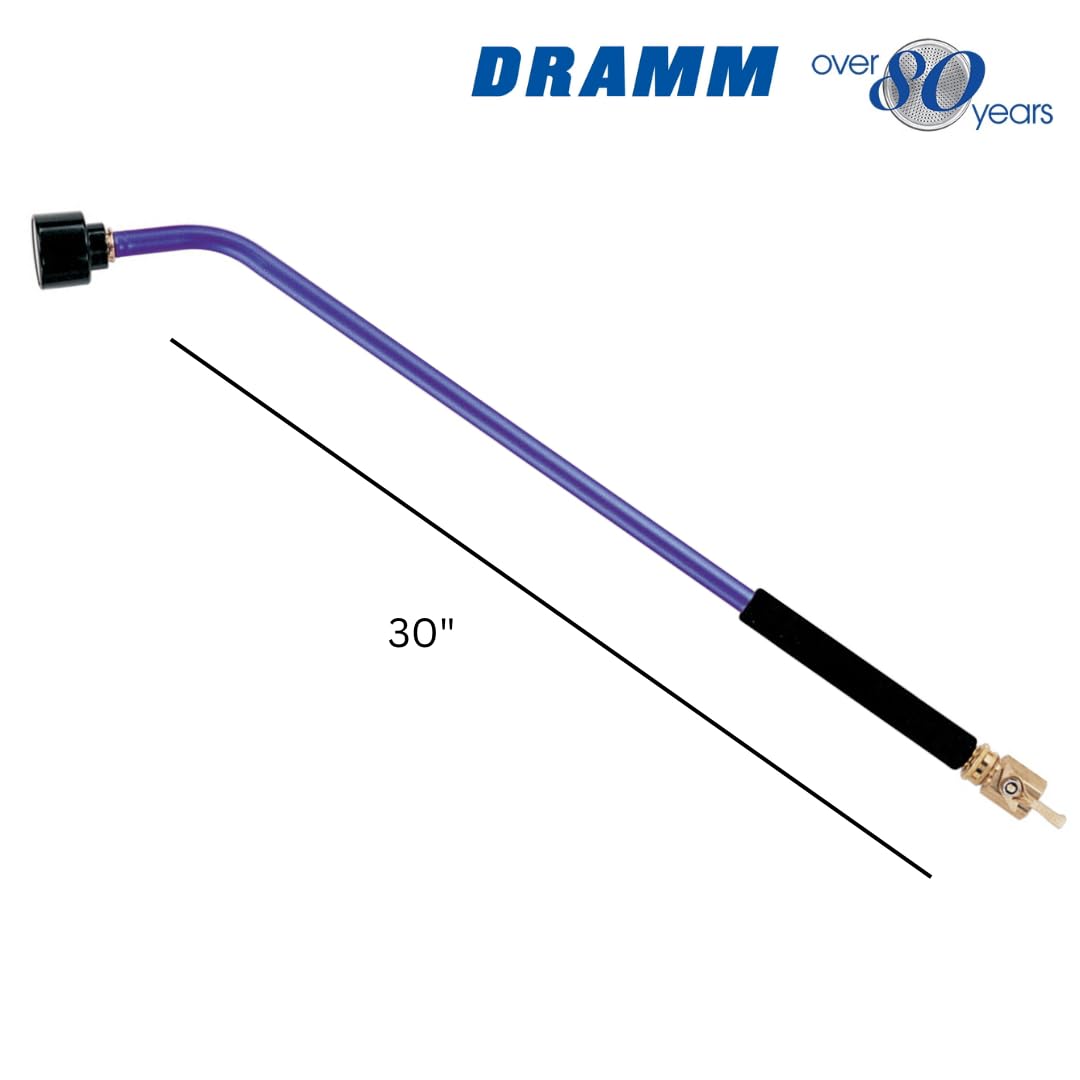 Dramm ColorMark Soft Rain Watering Spray Wand – 30” Long, Blue – Lightweight & Durable with 8" Foam Grip and Brass Shut-Off Valve – Ideal for Hanging Baskets, Planters, Gardens, Shrubs & Seedbeds