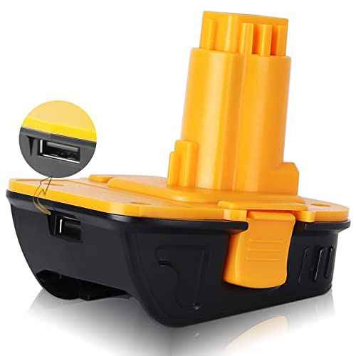TenHutt ¡¼with USB Replace for De-Walt 20V to 18V Battery Adapter Converter DCA1820 for De-Walt 18V Tools, Fit for Dew-alt 20V Battery DCB203 DCB206 to 18V XRP NiCd NiMh Battery DC9098 DC9096