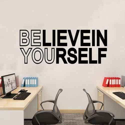 Motivational Quotes Wall Decals for Gym: Office Inspirational Positive Vinyl Art Wall Stickers for Garage Classroom School Home Wall Decor - Believein Yourself 23" X 9"