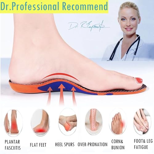 Goofort Arch Support Gel Insoles Women Men 7-Times-Shock-Protection 3D-Xpain™-Poron Plantar Fasciitis Orthotic Insoles Flat feet Insole Orthopedic Insoles Metatarsalgia Heel Pain Comfort Shoe Inserts