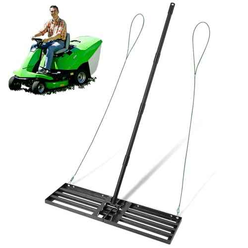 Pragmatist Lawn Leveling Rake, 34"x9.4" Leveling Rake 68" Leveler Tool Big Lawn Leveler Stainless Steel Landscaping Tool for Garden, Golf Lawn, Farm, Pasture, Yard Tool