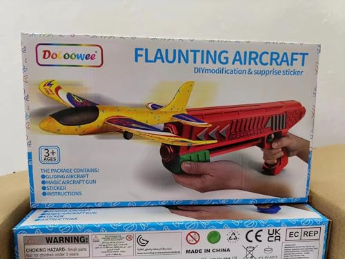 Doloowee 3 Pack Airplane Launcher Toys, 12.6 Inch LED Foam Glider Airplane Catapult, 2 Flight Modes, Outdoor Sports Flying Toys 4 5 6 7 8 9 10 11 12 Years Old Boys Girls Birthday Gifts (Blue)