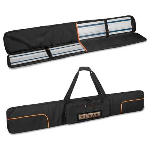 Padded Carrying Bag for 2pcs Track Saw Guide Rail - Up to 59", Storage Bag with Large Zipper Pocket Compatible with Milwaukee/Dewalt/Makita/Festool Track Saw Guide Rail, Black (Bag Only)