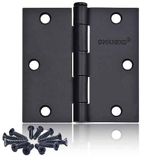 30 Pack Black Door Hinges, 3.5 x 3.5 Inch Black Hinges for Interior Doors 3 1/2 Inch Hinges for Residential Doors, Square Corners Interior Door Hinges for Standard Flat/Bedroom
