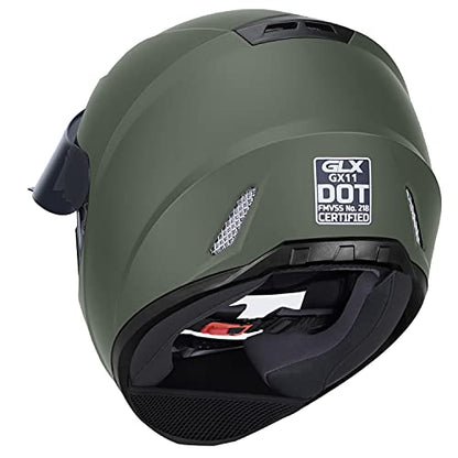 GLX GX11 Compact Motorcycle Helmet - Camo, Large - Full Face w/ Tinted Visor, DOT Approved