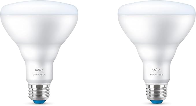 WiZ 65W Eq.(7.2W) BR30 Daylight (5000K) LED Smart Bulb - Pack of 2 - 650 Lumen- E26 - Indoor - Connects to Your Existing Wi-Fi - Control with Voice or App - Activate with Motion - Matter Compatible