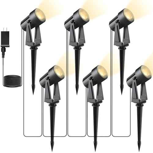 Svater Low Voltage Landscape Lighting Outdoor, 3W 250 LM Plug-in Outdoor Spotlights with Transformer for House Yard Pathway, 3000K Warm White Spot Lights IP65 Waterproof - 6 Pack