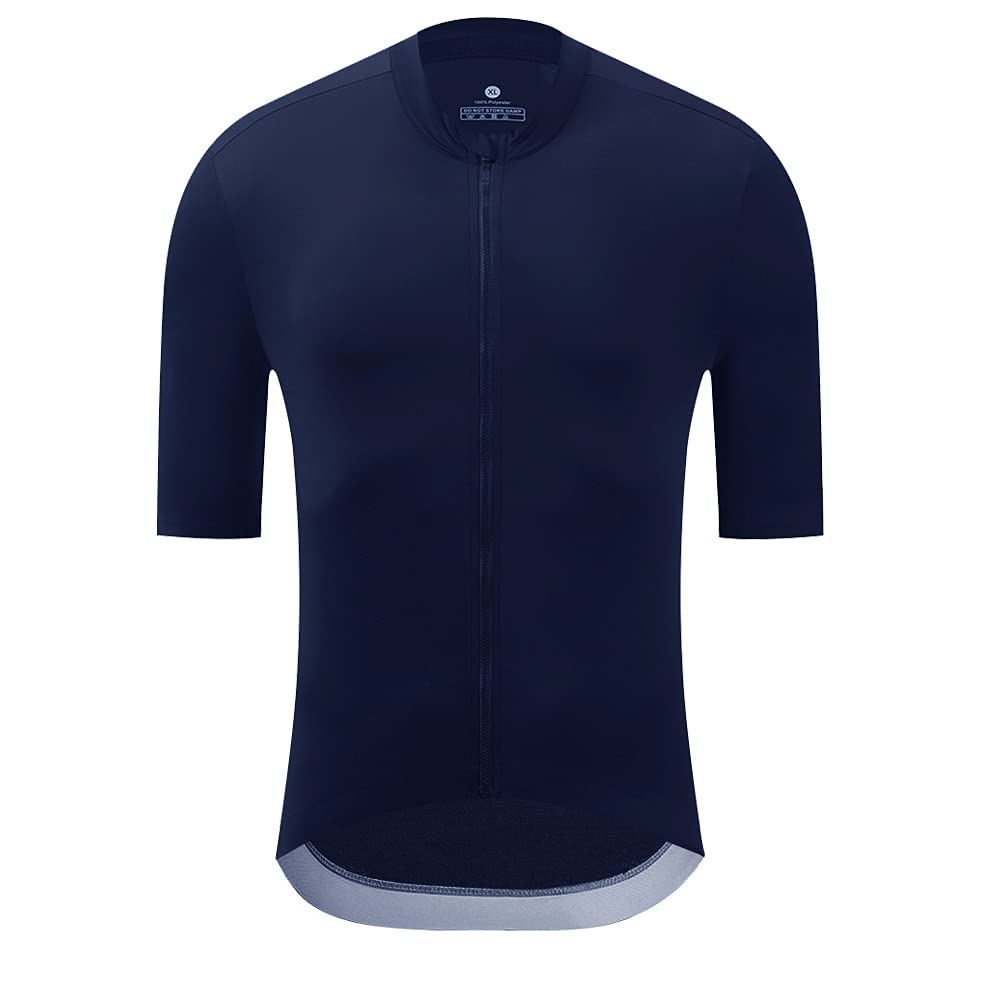 YKYWBIKE Pro Cycling Jersey Men Aero Bike Jersey Short Sleeve Road Bike Shirt Wicking Breathable Quick Dry 4 Pocket Bicycle Biking Sun Protection Darkblue