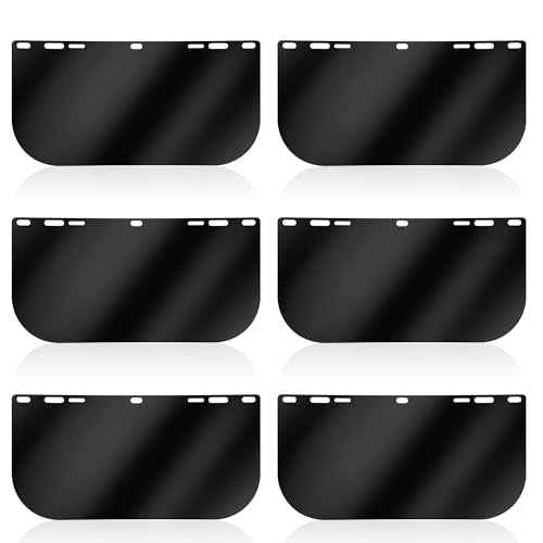 Feekoon 6 Pack Face Shield Replacement Lens, 15.5'' x 8'' Tinted Full Face Shield Compatible with Hobart 770580, Protective Safety Visor Replacement for Welding, Grinding, DIY, Cosplay Helmet