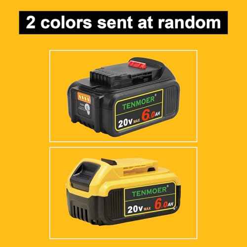2-Pack 6000mAh Compatible with Dewalt 20V Battery Replace for DCB201 DCB203 DCB204 DCB206 DCB208 Apply to Dewalt Cordless Tools