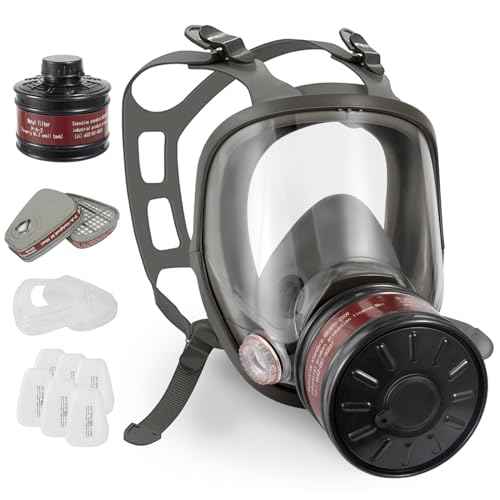 Full Face Gas Mask, Gas Masks Survival Nuclear and Chemical with 40mm Activated Carbon Filter, Reusable Respirator Mask for Gases, Polishing, Vapors, Dust, Chemicals