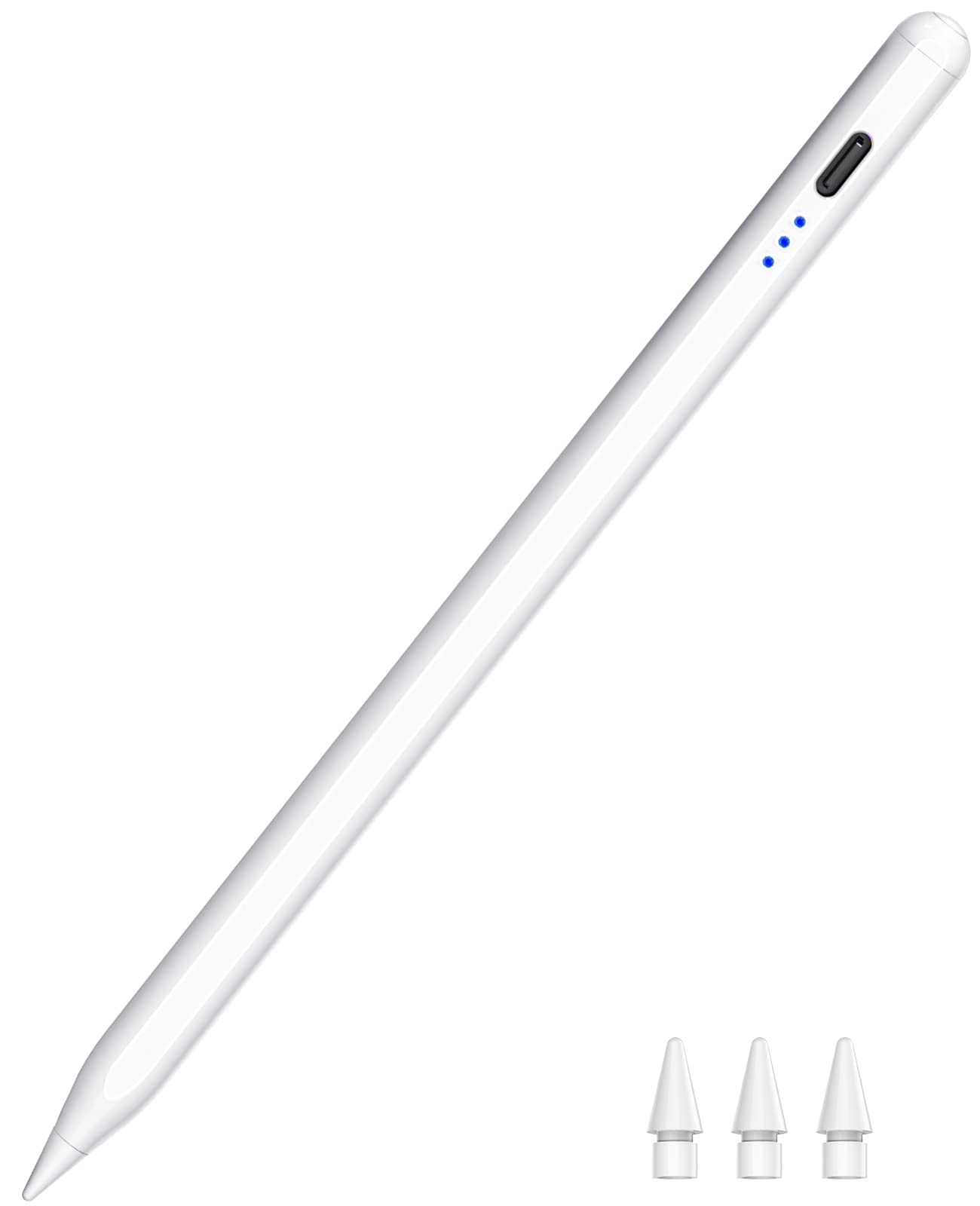 Pencil 1st Generation for iPad 2025-2018, HATOKU Digital Pens for Tablet with Tilt Sensitivity & Palm Rejection Magnetic Pencil for iPad 6-11, Air 3-5/M2/M3, Pro 11/12.9"/13" M4, Mini 5~7 (White)