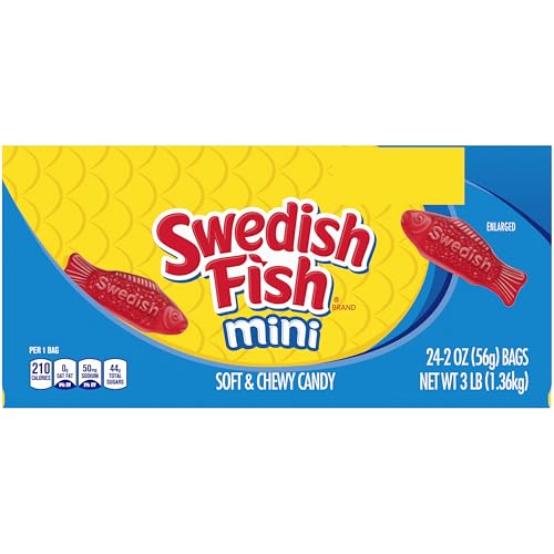 SWEDISH FISH Mini Soft & Chewy Candy, Bulk Candy, 24 - 2 oz Bags