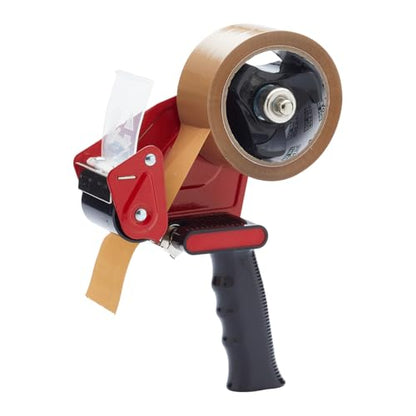 Fit For The Job Brown Parcel Tape Gun and Dispenser - Heavy Duty Packing Tape Dispenser for Efficient Sealing and Packing Needs - 6 Rolls