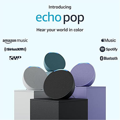Amazon Echo Pop (newest model), Our smallest Alexa speaker, Fits in any room, Charcoal