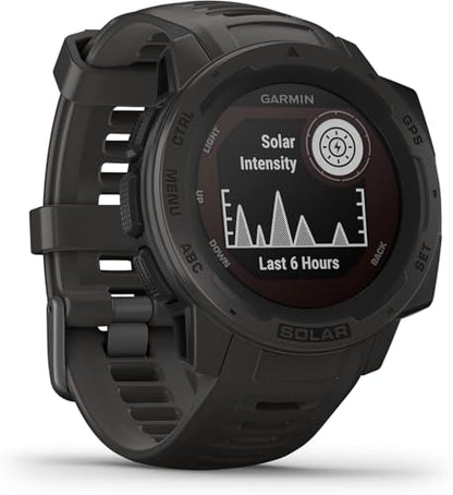 Garmin Instinct Solar, Solar-powered Rugged Outdoor Smartwatch, Built-in Sports Apps and Health Monitoring, Graphite