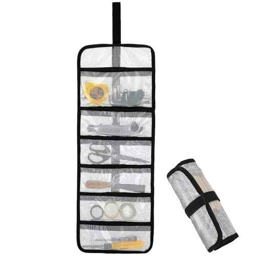 Small Roll Up Storage Bag, 6 Pockets Roll Up Tool Kit, Suitable for Mechanics, Kitchen Storage, Art Sketching, Travelling, Potter's Tools, Office Objects, etc., Transparent and Visible, Space-saving