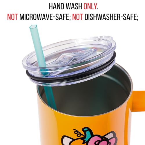 Silver Buffalo Sanrio Hello Kitty Halloween Jack-O-Lantern Stainless Steel Tumbler with Handle and Straw, Fits in Standard Cup Holder, 40 Ounces