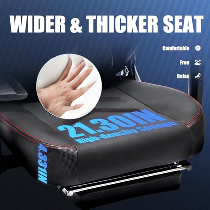Big and Tall Gaming Chair with Footrest 350lbs-Racing Computer Gamer Chair, Ergonomic High Back PC Chair with Wide Seat, Reclining Back, 3D Armrest for Adult-Black
