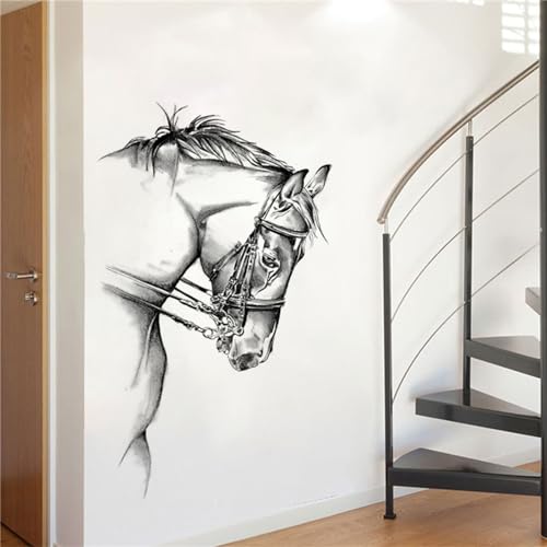 Black and White Stallion Wall Stickers Safari Animals Wall Decals Living Room Wall Decor Peel and Stick Removable Wall Murals Wild Jungle Animals Wall Art Decor