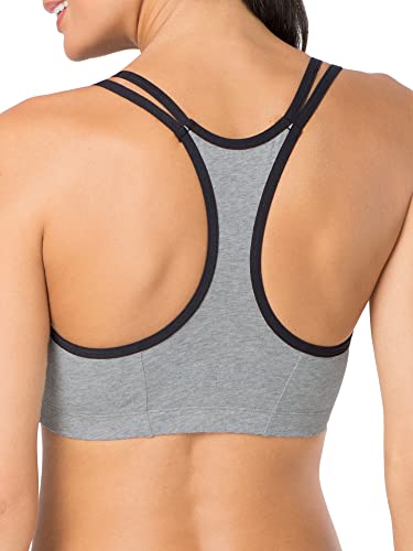 Fruit of The Loom Womens Spaghetti Strap Cotton Pull Over 3 Pack Sports Bra, Grey With Black/White/Black Hue, 44