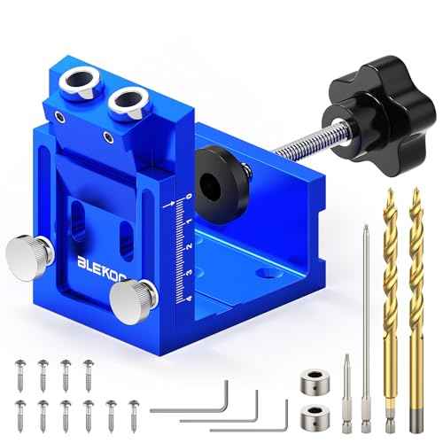 Pocket Hole Jig Kit, Pocket Hole Jig System for 15¡Æ Angled Holes, Woodworking Jig Drill Guide for Precise Dowel Joints, All-Metal Pocket Screw Jig