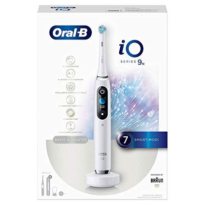 Oral-B iO Series 9 Electric Toothbrush, 7 Cleaning Modes for Dental Care, Magnetic Technology, 3D Tooth Surface Analysis, Colour Display, Charging Travel Case, Gift for Man/Woman, White Alabaster