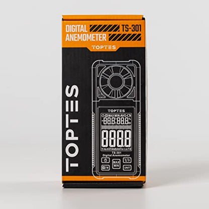 TopTes TS-301 Anemometer Wind Speed Meter, 2.26-Inch Display Wind Meter with Backlight, Max/Min/Average - Orange