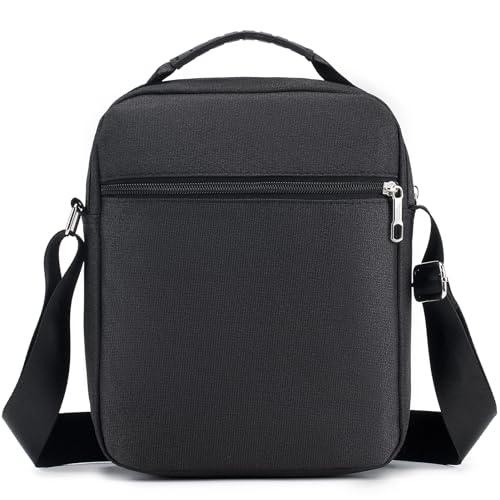 SPAHER Men Handbags Shoulder Bags Messenger Business Bag Crossbody Satchel Sling Travel Bag Daily Man Bag with Adjustable Shoulder Strap for Ipad 9.7 Inch Black