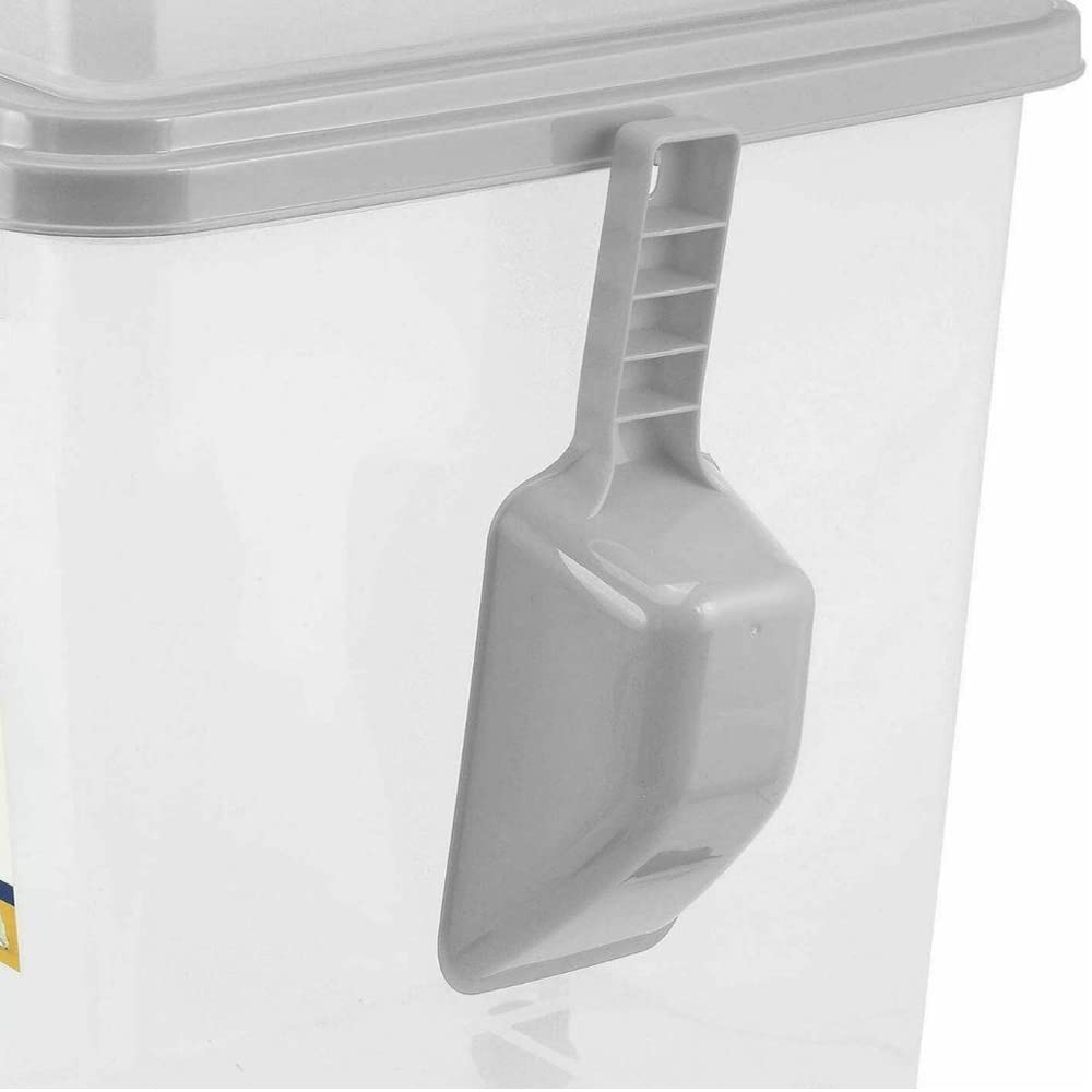 Prime Paws 3-Piece Airtight Pet Food Storage Container with Measuring Scoop Plastic Pet Dog Cat Animal Dry Food Dispenser (Grey)