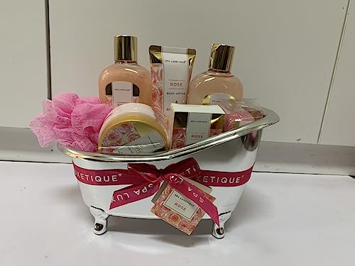 spa luxetique Gift Set For Women, Bath Sets for Women Gift, 8 Pcs Rose Spa Basket Includes Bubble Bath, Shower Gel, Body Lotion, Birthday Spa Gifts, Mother‘s Day Gifts for Mom, Christmas Gifts for Her