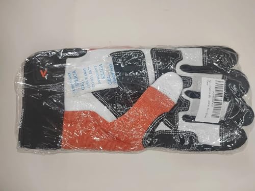 Vgo... Chainsaw Gloves 12-Layer Protection on Both Hands, Safety Goat Leather Foresty Work Gloves with Touchscreen(M,Orange,1 pair)