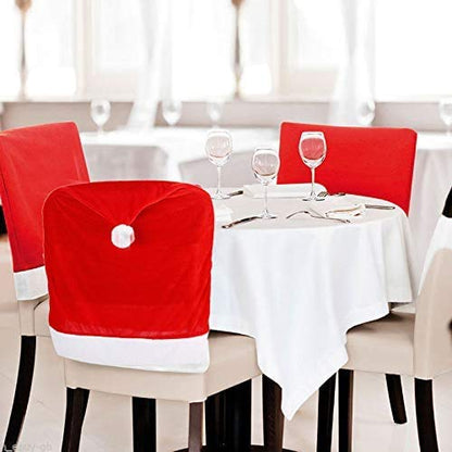 CCINEE 6PCS Christmas Chair Covers,Santa Claus Hat Slipcover Xmas Chair Back Cover for Christmas Dinning Room Decoration
