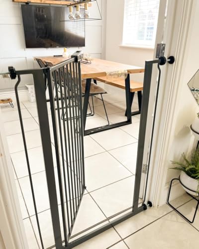 Bettacare Child and Pet Gate, 75cm - 83cm, Slate Grey, Extra Tall Gate 104cm in Height, Pressure Fit Stair Gate, Baby Gate and Suitable for Dog Gate or Pet Barrier, Easy Installation