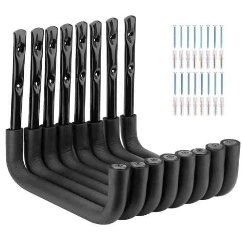 8 Pack Ladder Hooks 9.8Inch Garage Storage Utility Hook Heavy Duty Wall Mounted Storage Organizer Hanging Folding Chair Bike Ski Tool
