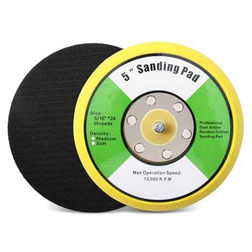 1Pcs 5in Hook and Loop Flexible Backing Pad, 5" Sanding Back Pad 5/16" 24 Thread for Air Orbital Sander and Pneumatic Polisher