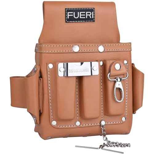 FUERI Leather Tool Pouches Carpenter Electrician Belt Bags Organizer 4 Pocket Professional Heavy Duty Pouch for Construction Framing