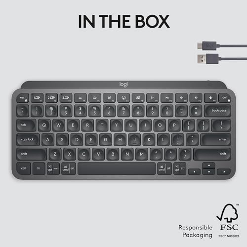 Logitech MX Keys S Wireless Keyboard, Low Profile, Fluid Precise Quiet Typing, Programmable Keys, Backlighting, Bluetooth, USB C Rechargeable, for Windows PC, Linux, Chrome, Mac - Graphite