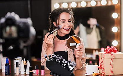 CEFRECO Coffin Brush Holder - Gothic Wooden Makeup Organizer for Vanity - Spooky Halloween Decor for Bathroom, Living Room or Bedroom - Witchy Gifts for Women -Black - 11x6x4 Inches